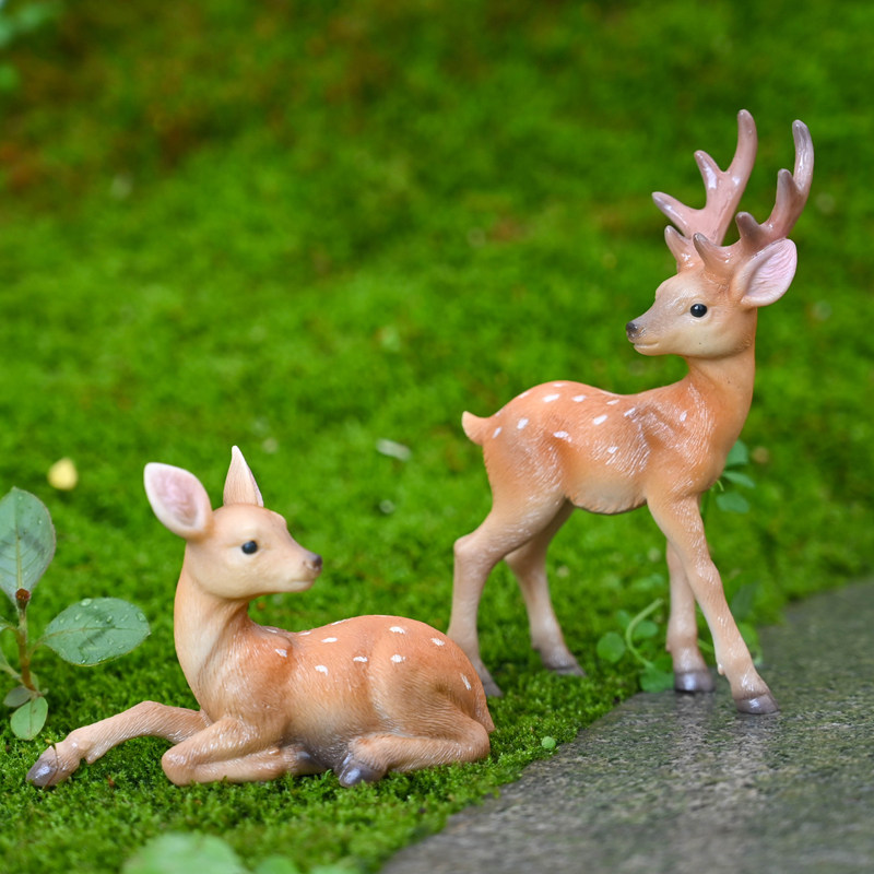 仿真梅花鹿微景观动物摆件桌面客厅盆景装饰品树脂小鹿工艺品摆设,家居饰品,装饰摆件,淘宝优惠券,粉丝福利购,淘宝优惠卷