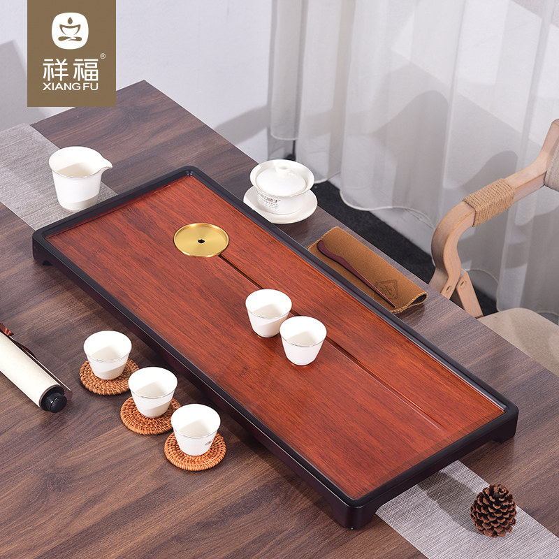 祥福中式干泡茶盘排水功夫茶具小型家用竹制竹/ 茶托盘小茶台茶海