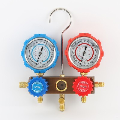 浩海汽车空调加氟表 R134a冷媒雪种压力表双表阀空调加氟加液工具