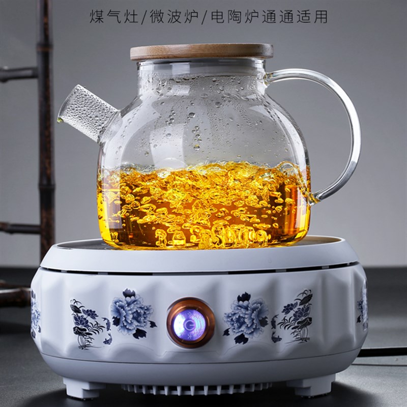 加厚玻璃煮茶壶套组大号容量家用防爆带挂黄滤网单壶耐高温泡茶壶