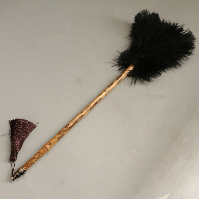 苏工梅鹿竹佛尘文玩手把件把玩竹器鸡毛掸子竹器竹雕工艺品竹制