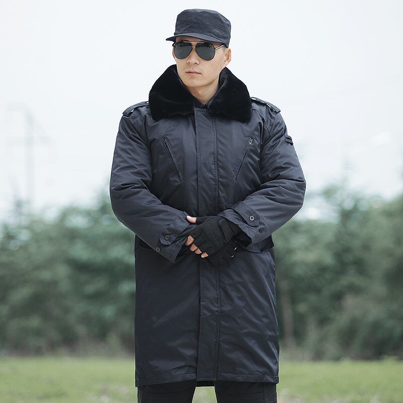 军棉大衣男加厚冬季保安棉服防寒服中长款多功能棉衣黑色作训大衣