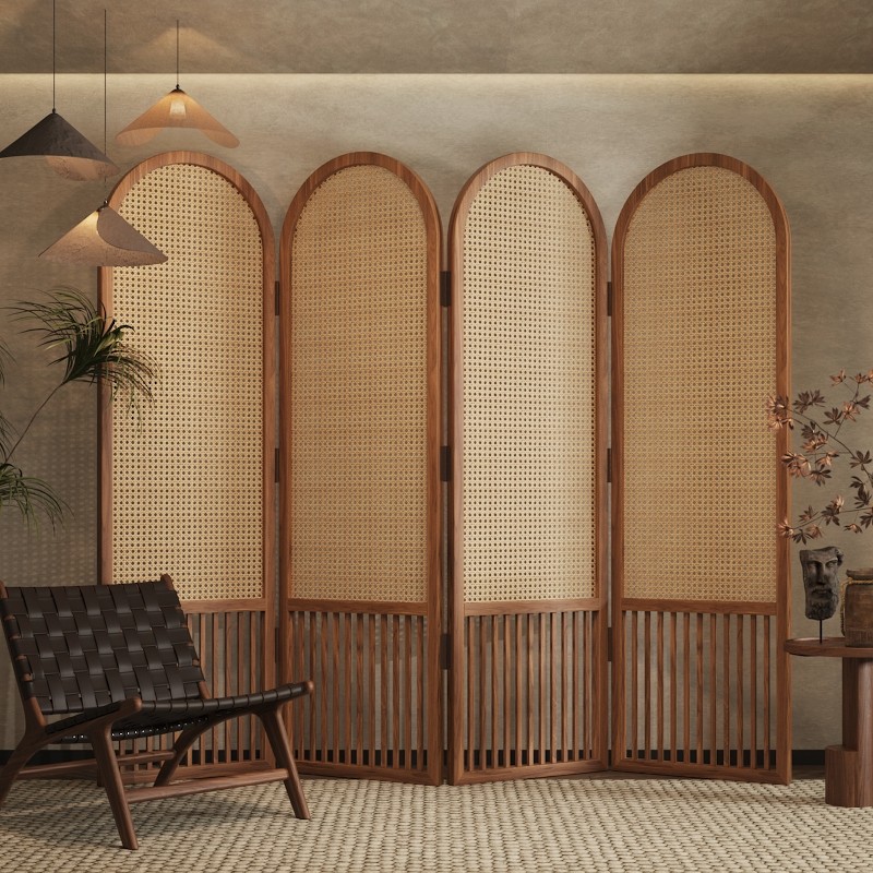 中古实木藤编屏风折叠移动隔断卧室遮挡客厅玄关墙装饰侘寂家用,住宅家具,折屏,淘宝优惠券,粉丝福利购,淘宝优惠卷