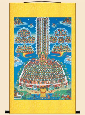 藏传格鲁派皈依境画像 高清绢布卷轴挂画 佛堂唐卡装饰画来图定制