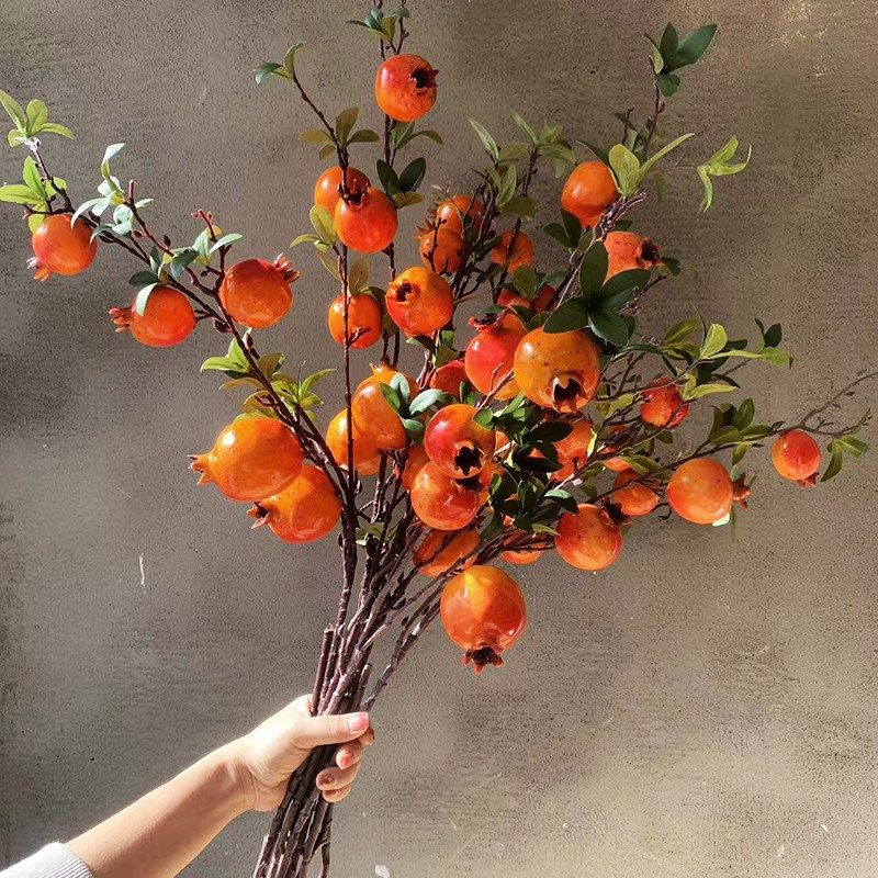 仿真石榴果客厅装饰摆件玄关假花花瓶摆件结婚开业石榴花束如摆件,家居饰品,仿真花/假花,淘宝优惠券,粉丝福利购,淘宝优惠卷