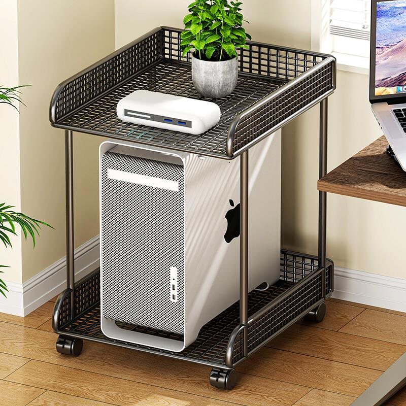 台式机电脑主机托架两层桌下海景房机箱底座支架悬空放置架可移动