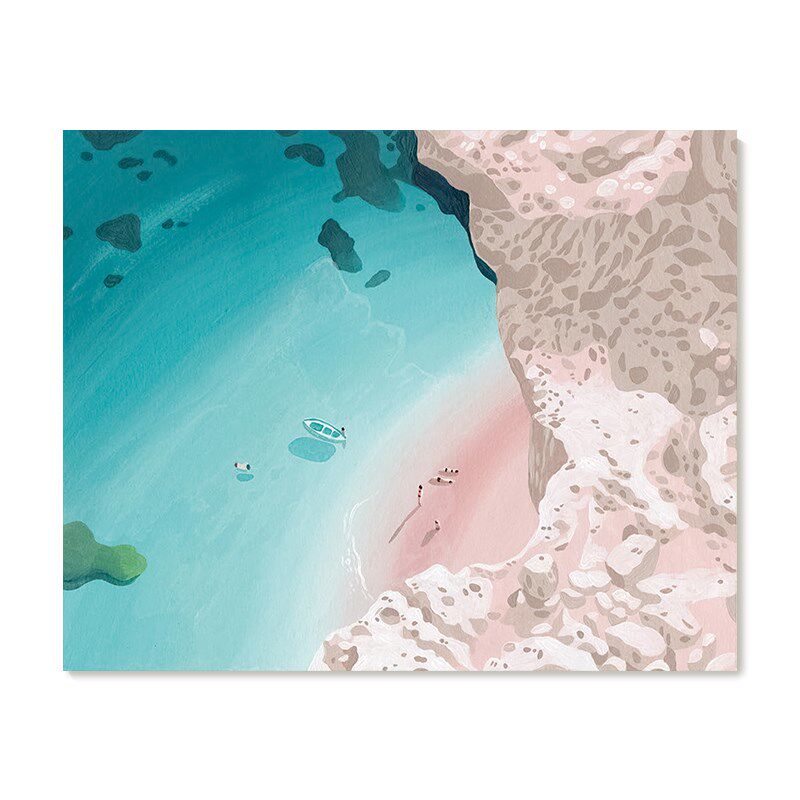【特惠捡漏】Yukiko Noritake插画复刻艺术版画海滩风景装饰画芯