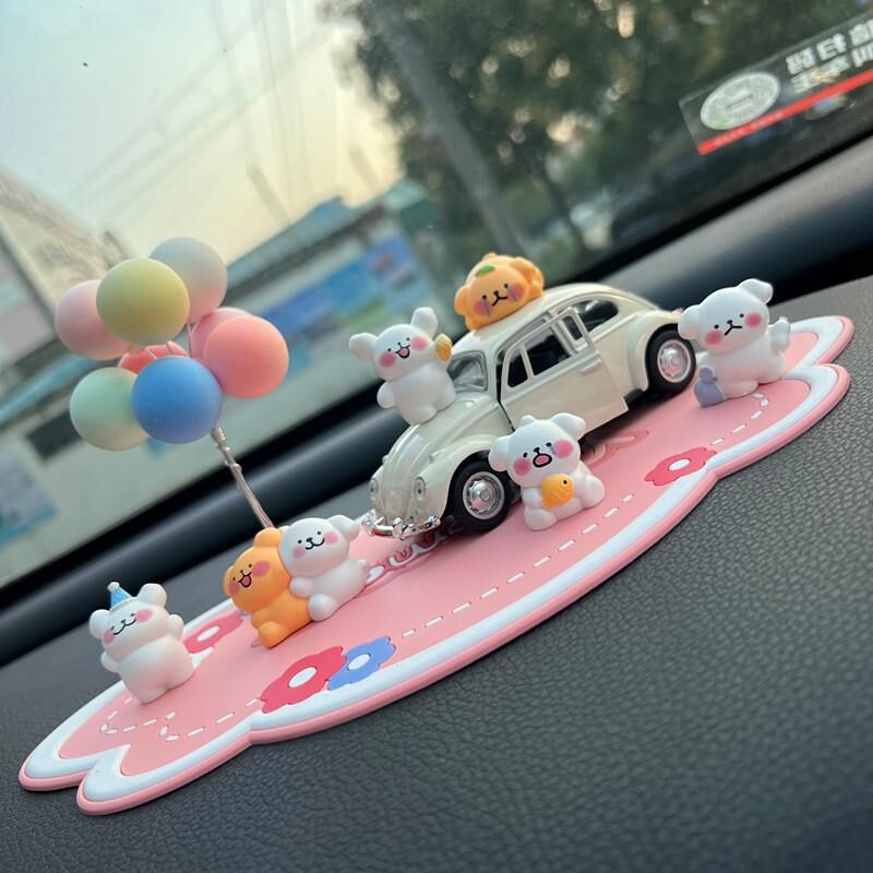 卡通线条小狗汽车摆件车载中控台装饰品车内创意减压治愈系摆件