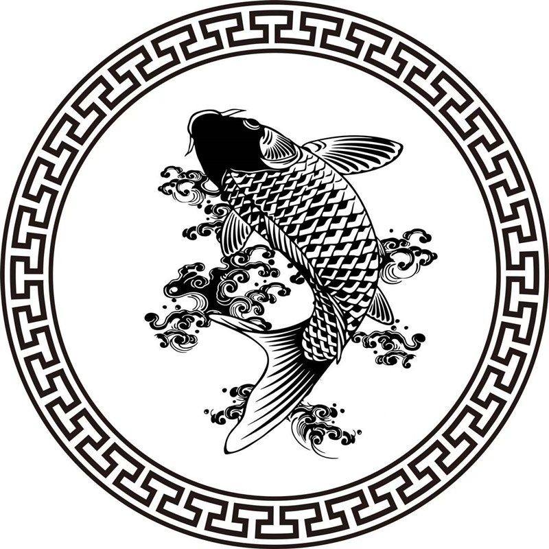 真石漆水包砂外墙鱼图案造型模具喷漆模板贴纸自粘分格美纹纸贴纸