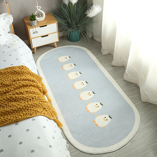 卧室小地毯加密短毛可爱小清新长条床边毯房间椭圆形小地垫可机洗