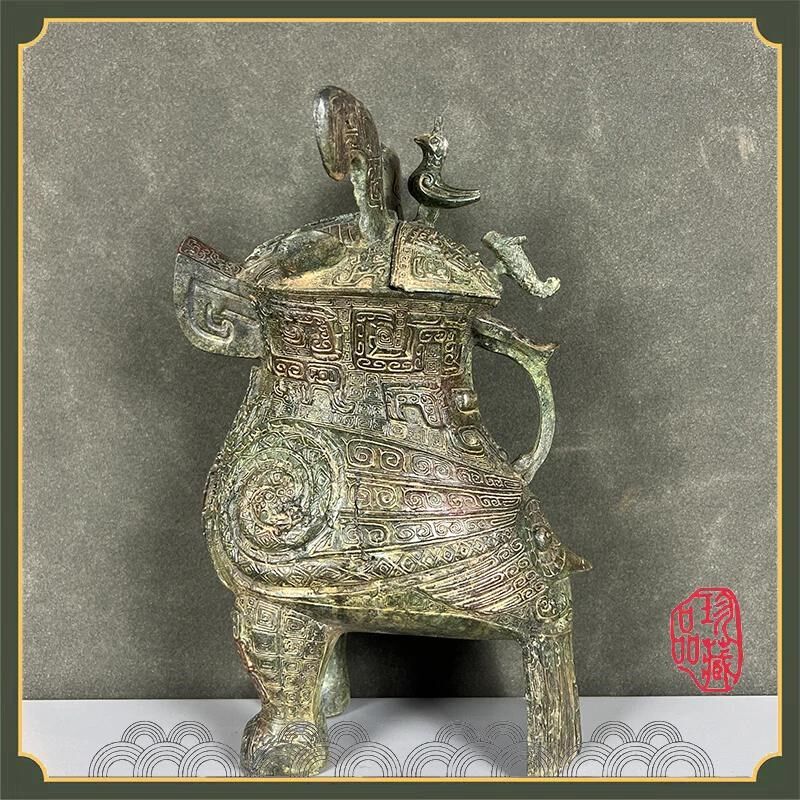 妇好鸮尊乔迁新居办公桌博古架仿古做旧铜摆件青铜器工艺品容酒器