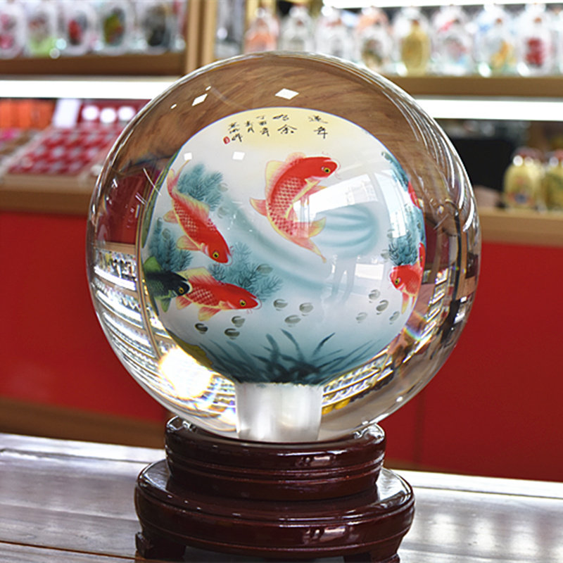 内画琉璃水晶球玻璃工艺品商务礼品国画民族艺术品送领导客户摆件