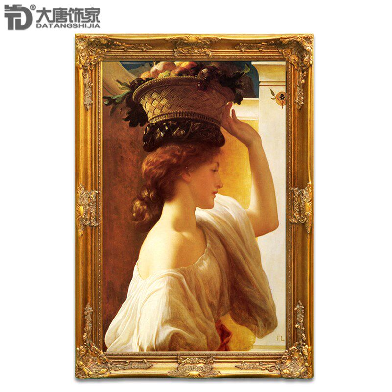 手绘古典人物油画 客厅挂画欧式玄关装饰画 圣餐拿水果的女孩N219
