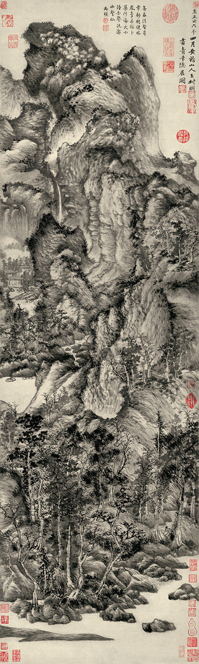 元 王蒙 青卞隐居图 国画古画高清艺术微喷复制 - 实物图
