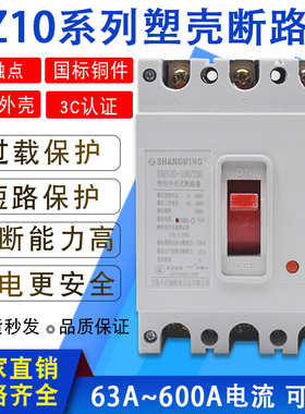 DZ10-63A 100A 160A250A400A空气开关3P380V塑壳断路器三相保护器