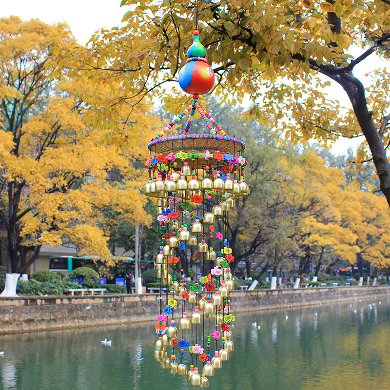竹编果盘风铃大号双层铃铛挂饰云南民族特色吊饰酒店客厅装饰挂件,家居饰品,风铃及配件,淘宝优惠券,粉丝福利购,淘宝优惠卷