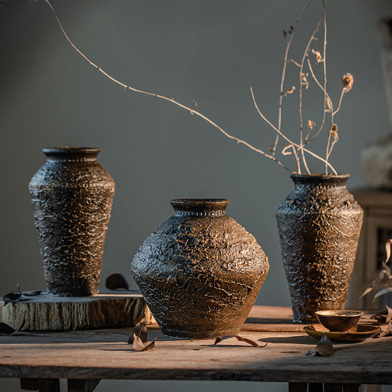 红陶花瓶绿植花盆纹理插花原生态艺术手作陶器粗陶土室内装饰摆件,家居饰品,花瓶,淘宝优惠券,粉丝福利购,淘宝优惠卷