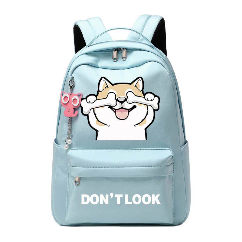新款柴犬猫咪不看韩版书包女小学生日系可爱卡通双肩包校园中学生