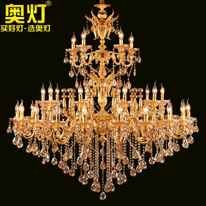 奥灯欧式锌合金蜡烛水晶吊灯大型工程酒店灯复式楼梯大吊灯8520