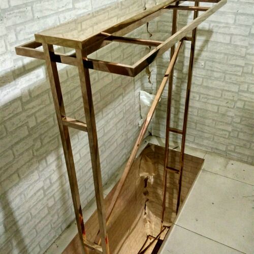 高档加厚玫瑰金中岛架不锈钢落地双杠皮草架正挂貂皮落地式展示架