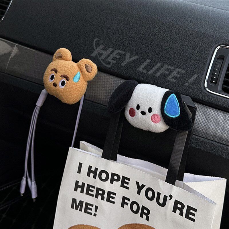 流汗小狗前排无痕黏贴小挂钩车后座椅背挂钩可爱汽车装饰用品女