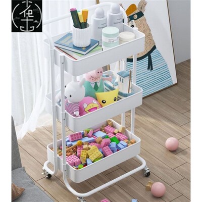 3-Tier Rolling Utility Cart Metal Storage Organizer Lockable