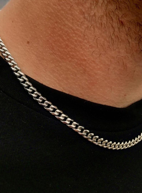 less Steel Figaro Cuban Chain Necklace For Men Women Jewelry