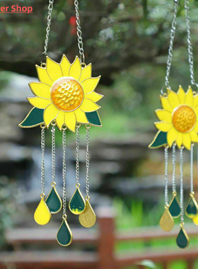 Sunflower Boat Wind Chimes Pendant Metal  Window Windchimes