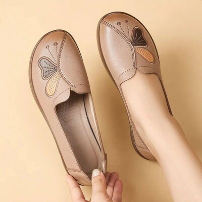 New Butterfly Moccasins Womens Soft Faux Leather Shoes Ladi