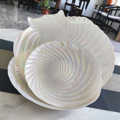 White Shell Threaded Glass Salad Bowl Stinger Plate