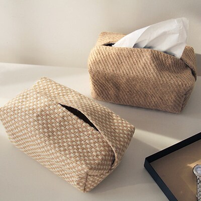 NEW Japanese-Style Jute Tissue Case Napkin Holder for Living