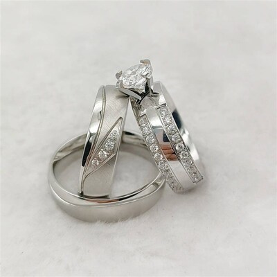 Wedding Engagement Rings Sets For Couples Lovers Pure Handma