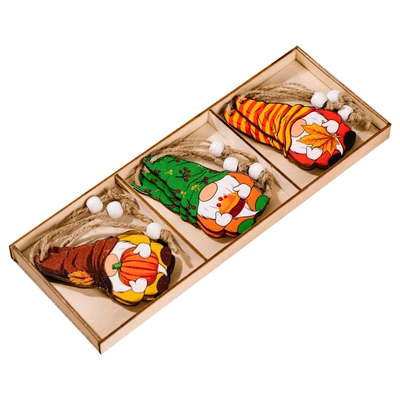 9 PCS Wooden Faceless Doll Gnome Pendant Hanging Ornament