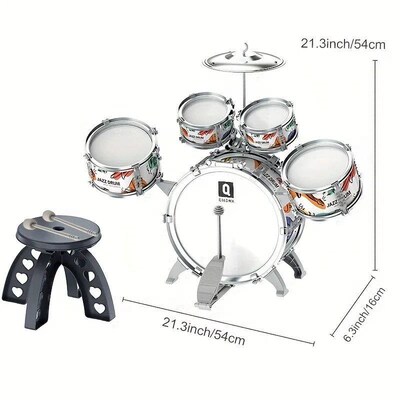 Kids Drum Set Toddler Jazz Drum Kit Toys with Stool Pedal Pe