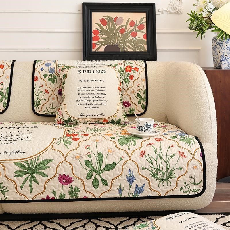 田园浪漫风布艺沙发垫新款四季防滑透气坐垫子法式高级感盖巾罩,居家布艺,沙发垫,淘宝优惠券,粉丝福利购,淘宝优惠卷