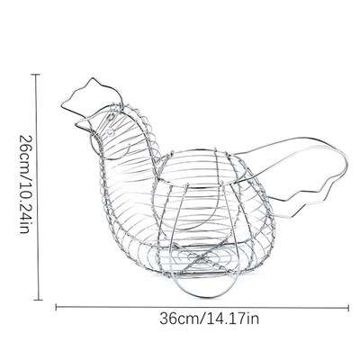 Homewares Chicken Hen Shaped Egg Collection Storage Wire Bas