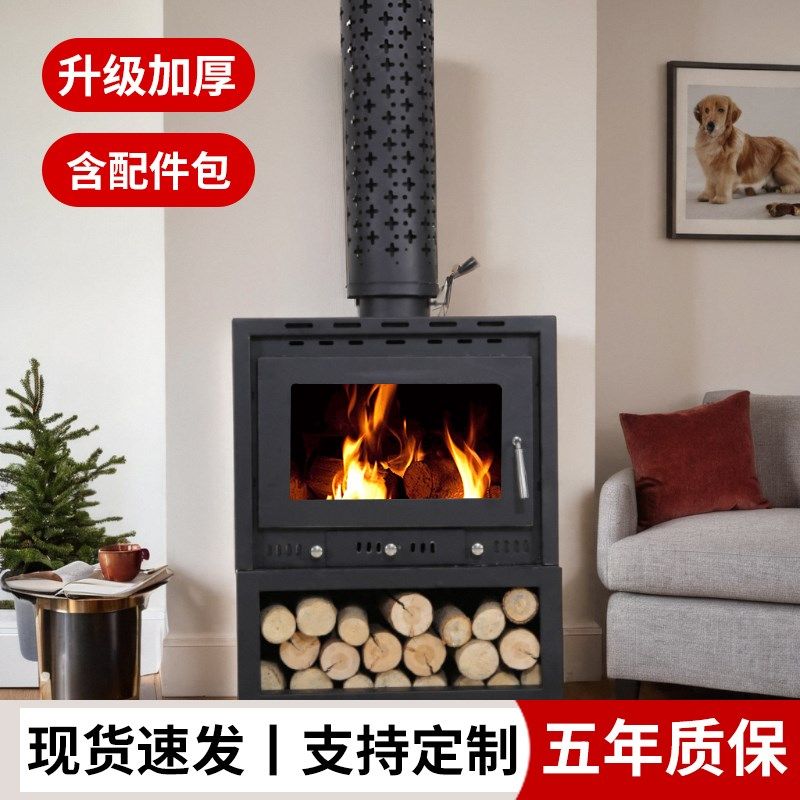 壁炉真火木柴燃木家用冬天取暖炉铸铁匠人农村室内别墅民宿火炉子