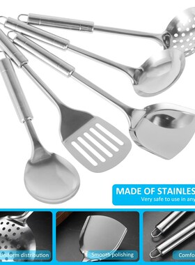 5Pcs Kitchen Cooking Utensils Set Stainless Steel Spoons Spa