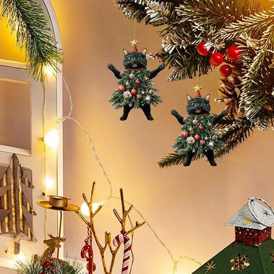 1PC Christmas Tree Pendants Cute Cat Hanging Ornaments for C