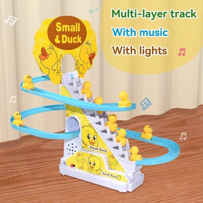 Kid Diy Small Duck Penguin Electronic Climbing Stairs Track