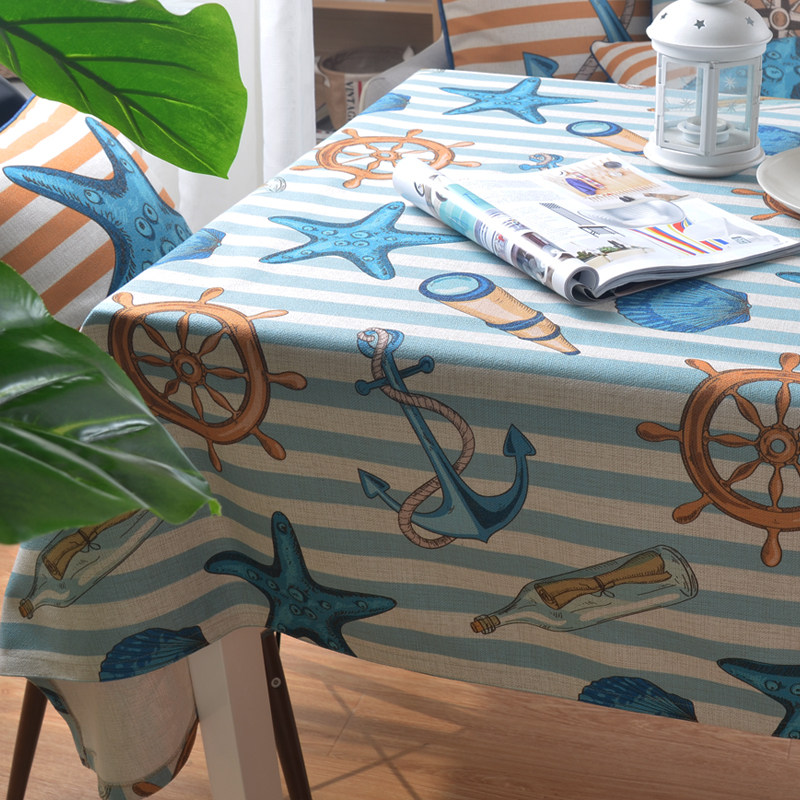 地中海格桌布棉麻长方形餐桌布艺茶几盖巾餐厅书桌台布电视柜盖布,居家布艺,桌布,淘宝优惠券,粉丝福利购,淘宝优惠卷