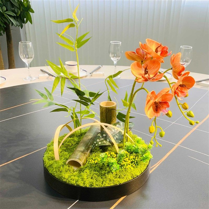 酒店餐桌花摆花圆桌转盘中间高端仿真花摆件餐厅包厢桌面装饰花艺,家居饰品,餐桌花艺,淘宝优惠券,粉丝福利购,淘宝优惠卷