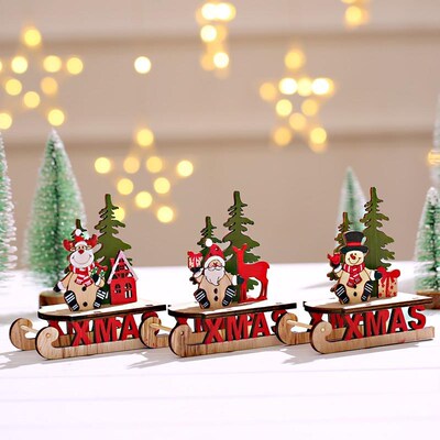Christmas decoration items wooden DIY small gifts圣诞节