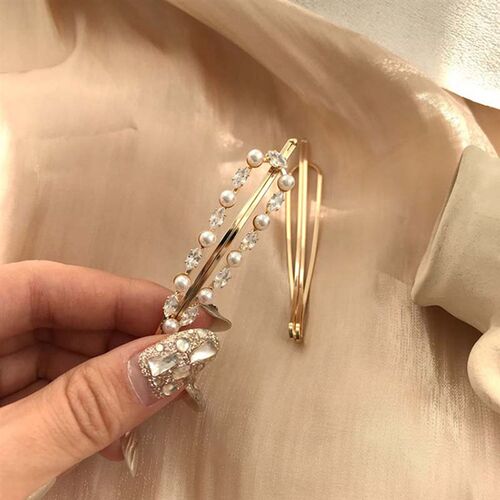 Handmade Pearls Hair Clips Pin for Women Fashion Geometric B