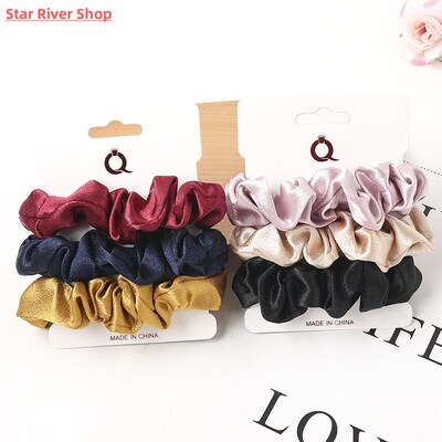 3/5/Pcs Silk Scrunchies Print Leopard Scrunchie Set Elastic