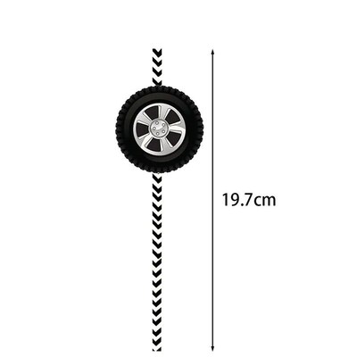 20pcs Tire Paper Straws for Kids Race Car Birthday Party Sup