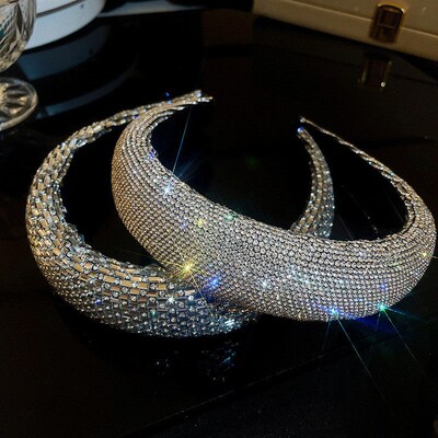 Ins New Gorgeous Baroque Sparkly Padded Headbands For Women