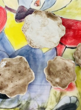 瓷蓓高温釉下树桩压盆石盆托小径陶瓷森系防风防咬造景用品摆台装