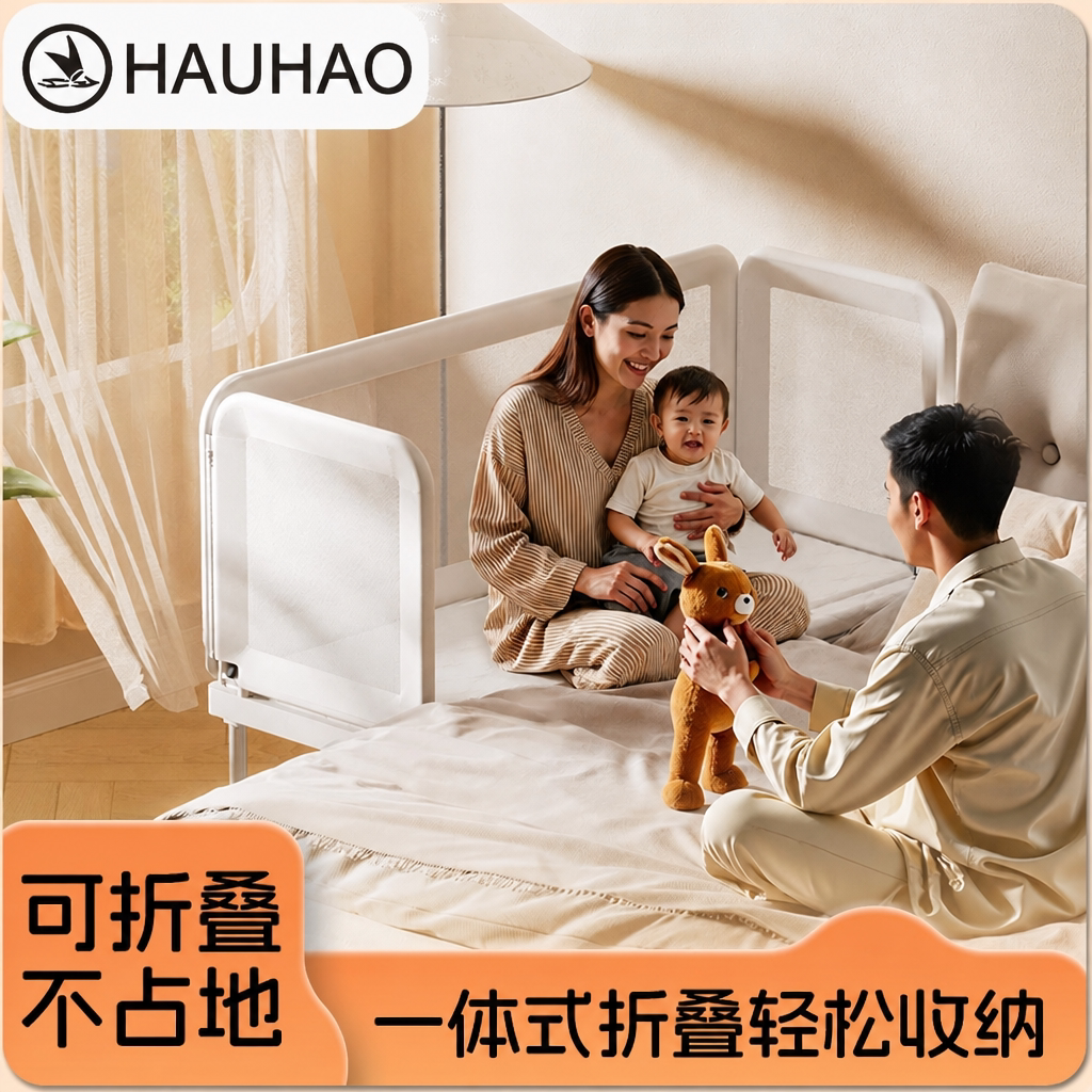 免安装纯折叠铁艺拼接床图片