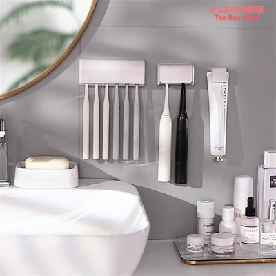 Punch-free Wall-mounted Toothbrush Holder Toothpaste Holder